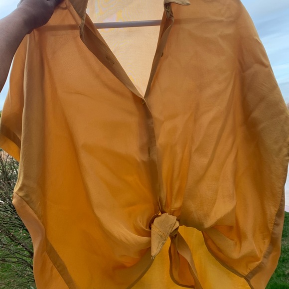 sheer, yellow button up - Picture 2 of 2